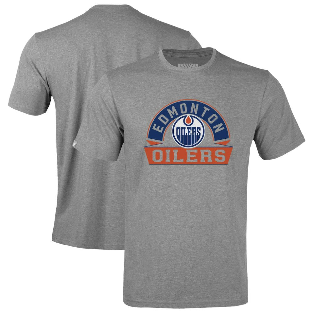 Edmonton Oilers Levelwear Youth Little Richmond Banner Arch T-Shirt Gray