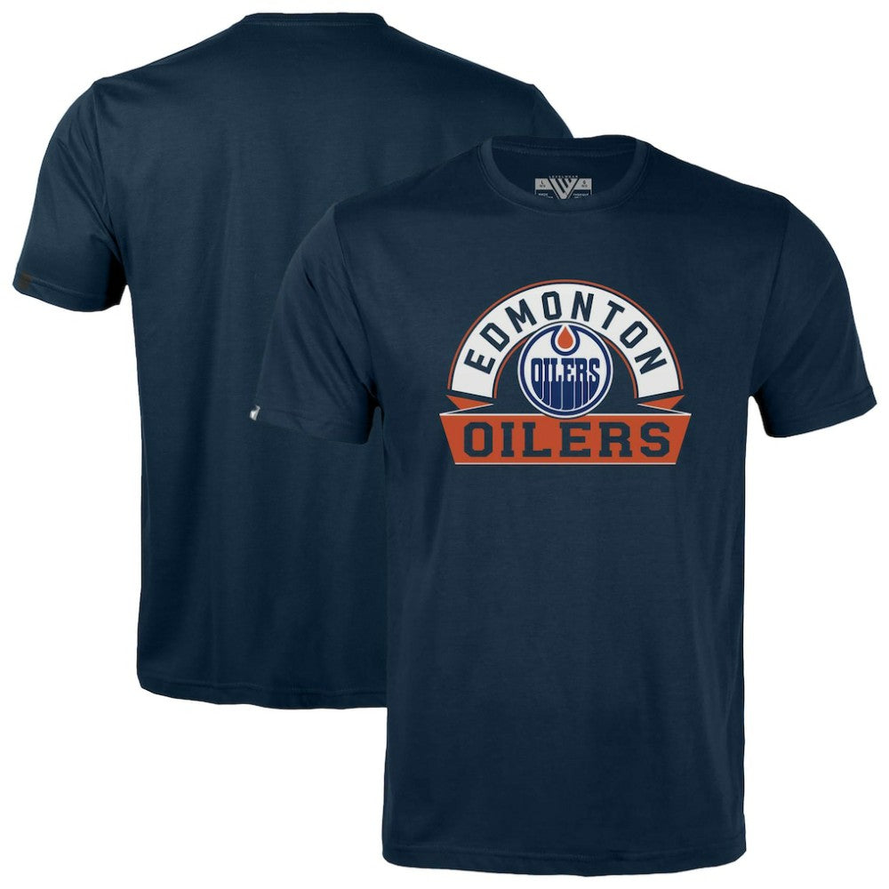 Edmonton Oilers Levelwear Youth Little Richmond Banner Arch T-Shirt Navy