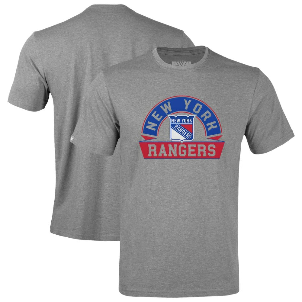 New York Rangers Levelwear Youth Little Richmond Banner Arch T-Shirt Gray