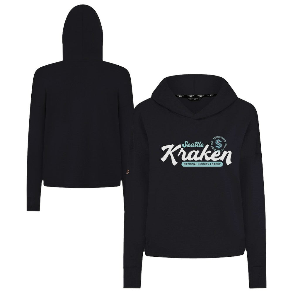 Seattle Kraken Levelwear Women's Sweet Monument Tri-Blend Cropped Pullover Hoodie Black