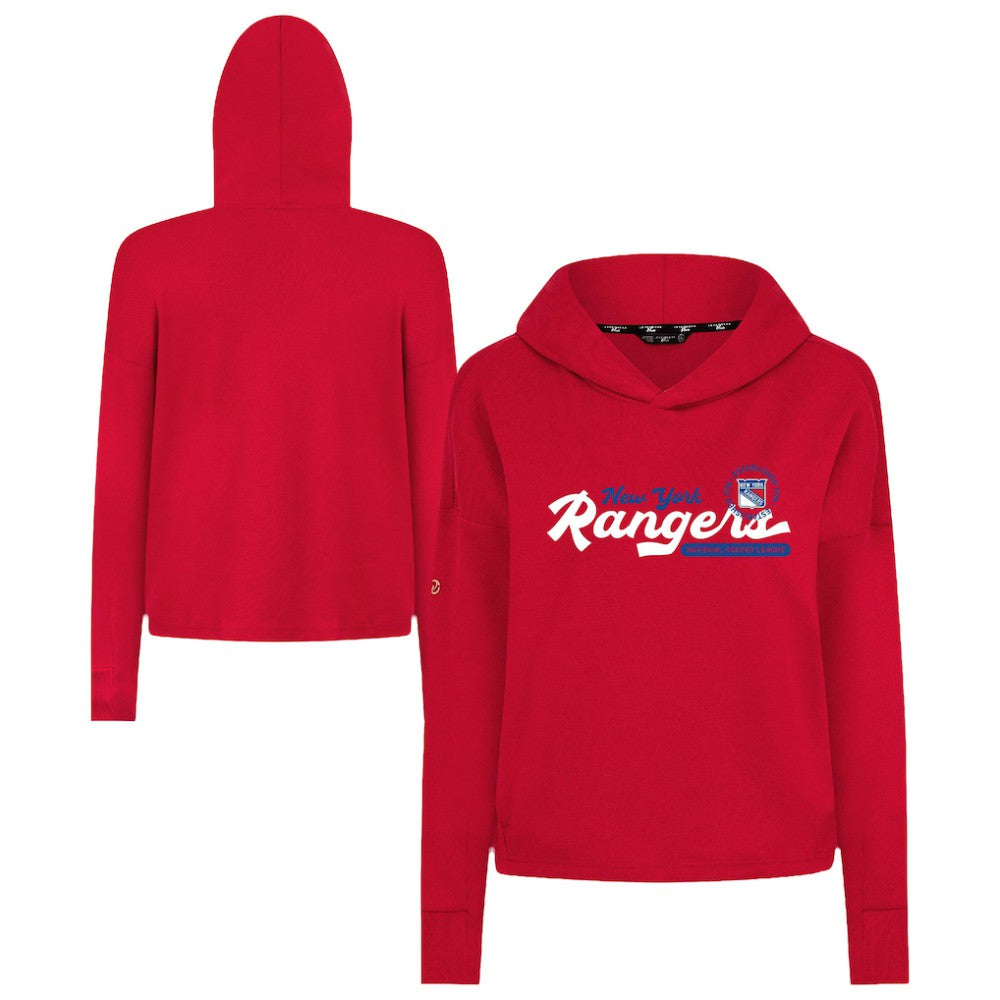 New York Rangers Levelwear Women's Sweet Monument Tri-Blend Cropped Pullover Hoodie Red