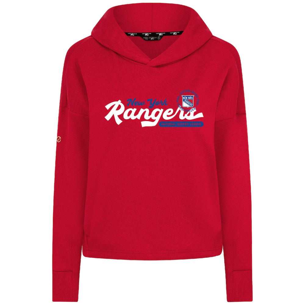 New York Rangers Levelwear Women's Sweet Monument Tri-Blend Cropped Pullover Hoodie Red