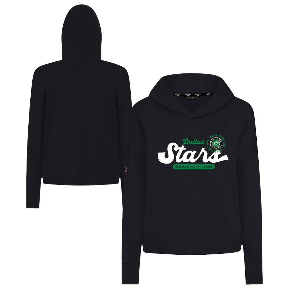 Dallas Stars Levelwear Women's Sweet Monument Tri-Blend Cropped Pullover Hoodie Black