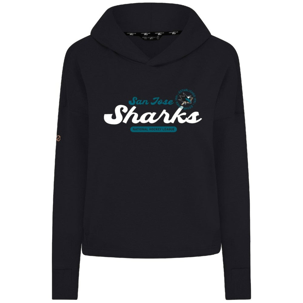 San Jose Sharks Levelwear Women's Sweet Monument Tri-Blend Cropped Pullover Hoodie Black