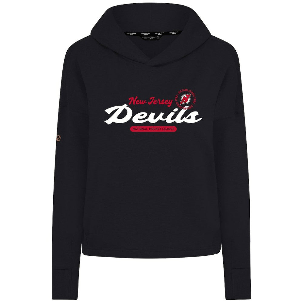 New Jersey Devils Levelwear Women's Sweet Monument Tri-Blend Cropped Pullover Hoodie Black