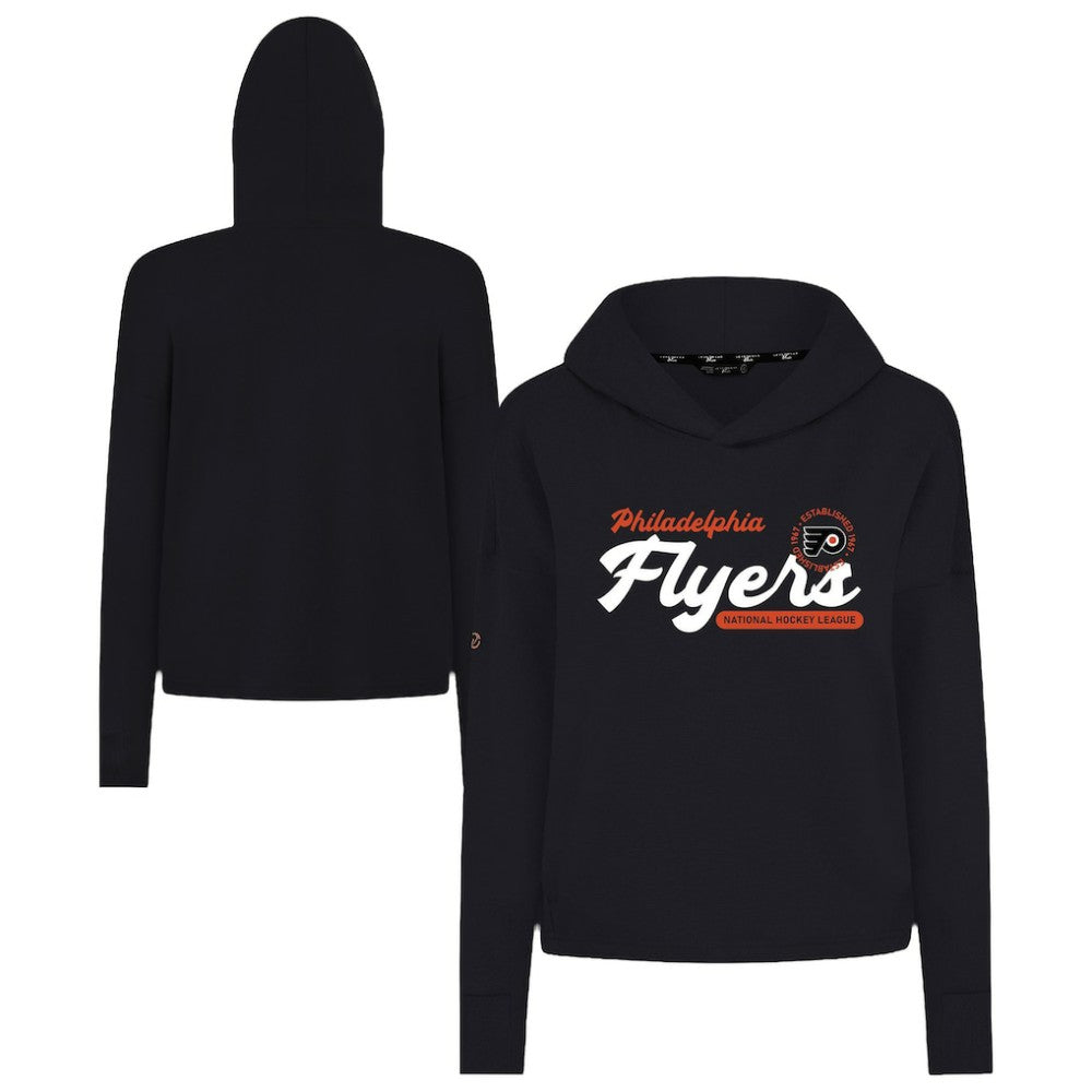 Philadelphia Flyers Levelwear Women's Sweet Monument Tri-Blend Cropped Pullover Hoodie Black