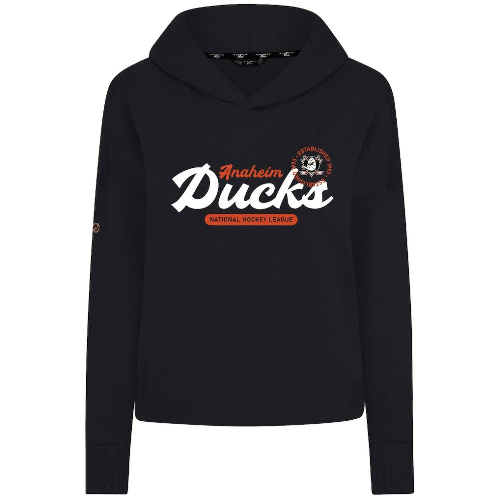 Anaheim Ducks Levelwear Women's Sweet Monument Tri-Blend Cropped Pullover Hoodie Black