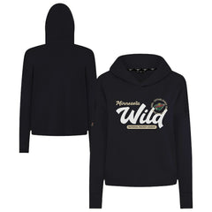 Minnesota Wild Levelwear Women's Sweet Monument Tri-Blend Cropped Pullover Hoodie Black