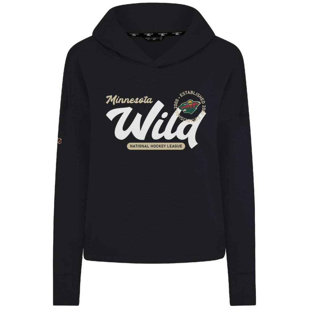 Minnesota Wild Levelwear Women's Sweet Monument Tri-Blend Cropped Pullover Hoodie Black