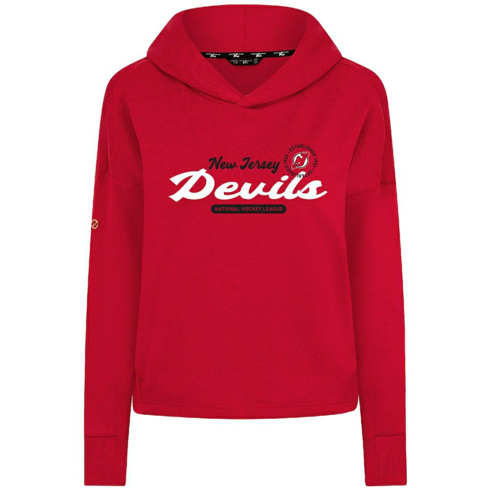 New Jersey Devils Levelwear Women's Sweet Monument Tri-Blend Cropped Pullover Hoodie Red