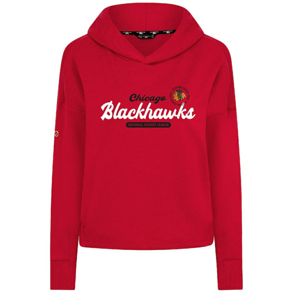 Chicago Blackhawks Levelwear Women's Sweet Monument Tri-Blend Cropped Pullover Hoodie Red