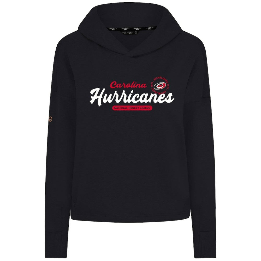 Carolina Hurricanes Levelwear Women's Sweet Monument Tri-Blend Cropped Pullover Hoodie Black