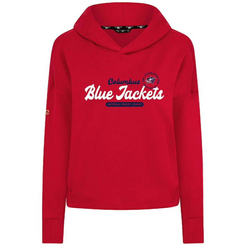 Columbus Blue Jackets Levelwear Women's Sweet Monument Tri-Blend Cropped Pullover Hoodie Red