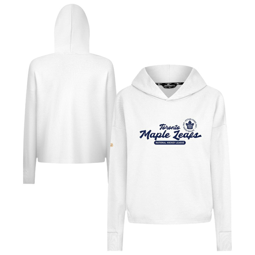 Toronto Maple Leafs Levelwear Women's Sweet Monument Tri-Blend Cropped Pullover Hoodie White