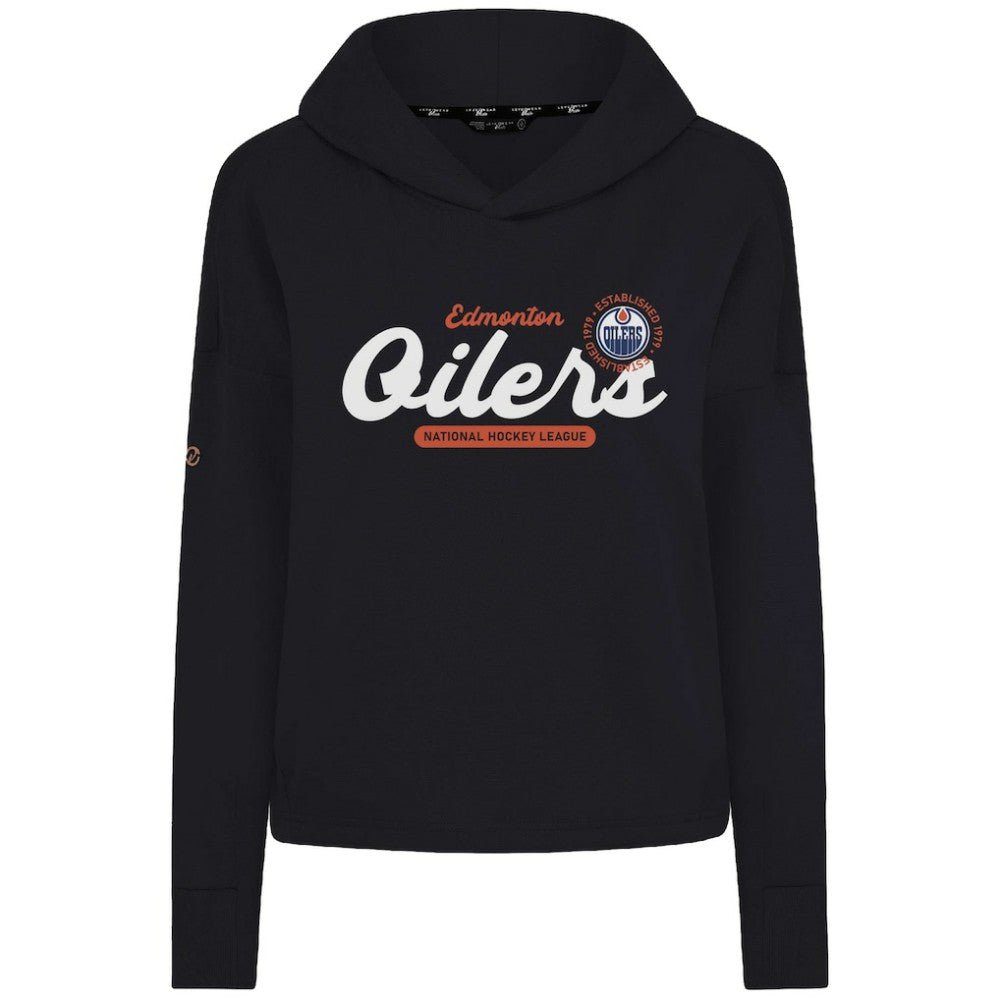 Edmonton Oilers Levelwear Women's Sweet Monument Tri-Blend Cropped Pullover Hoodie Black