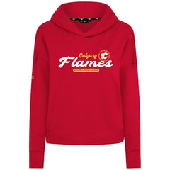 Calgary Flames Levelwear Women's Sweet Monument Tri-Blend Cropped Pullover Hoodie Red
