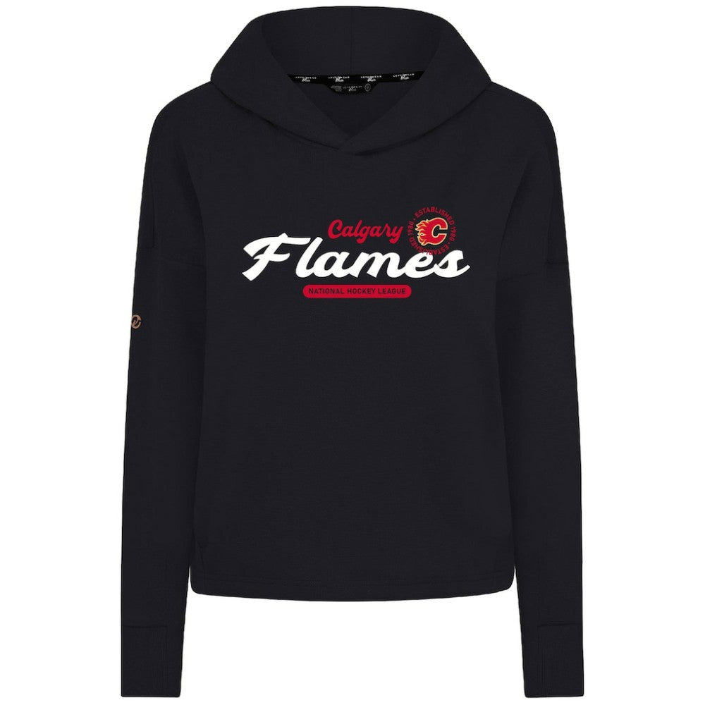 Calgary Flames Levelwear Women's Sweet Monument Tri-Blend Cropped Pullover Hoodie Black