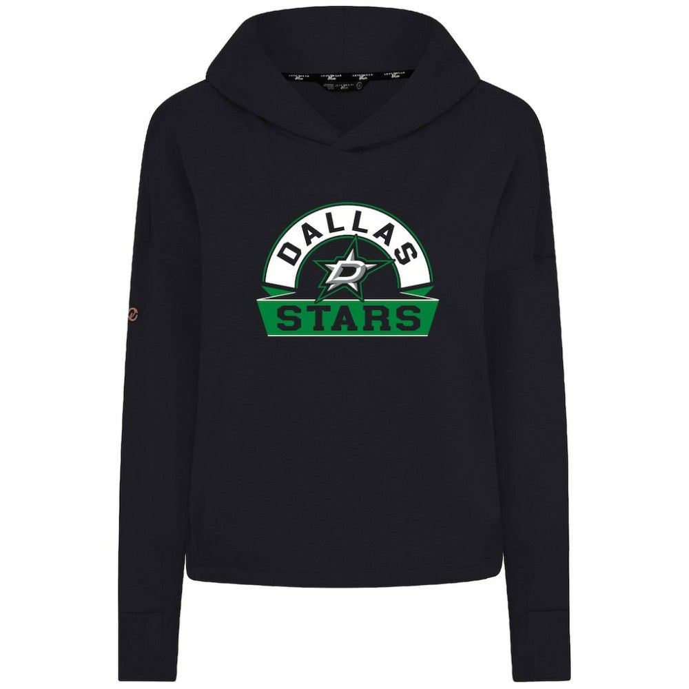 Dallas Stars Levelwear Women's Sweet Banner Arch Tri-Blend Cropped Pullover Hoodie Black