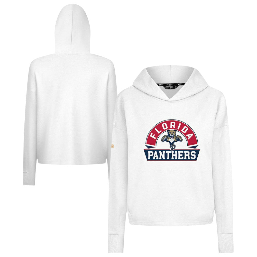 Florida Panthers Levelwear Women's Sweet Banner Arch Tri-Blend Cropped Pullover Hoodie White