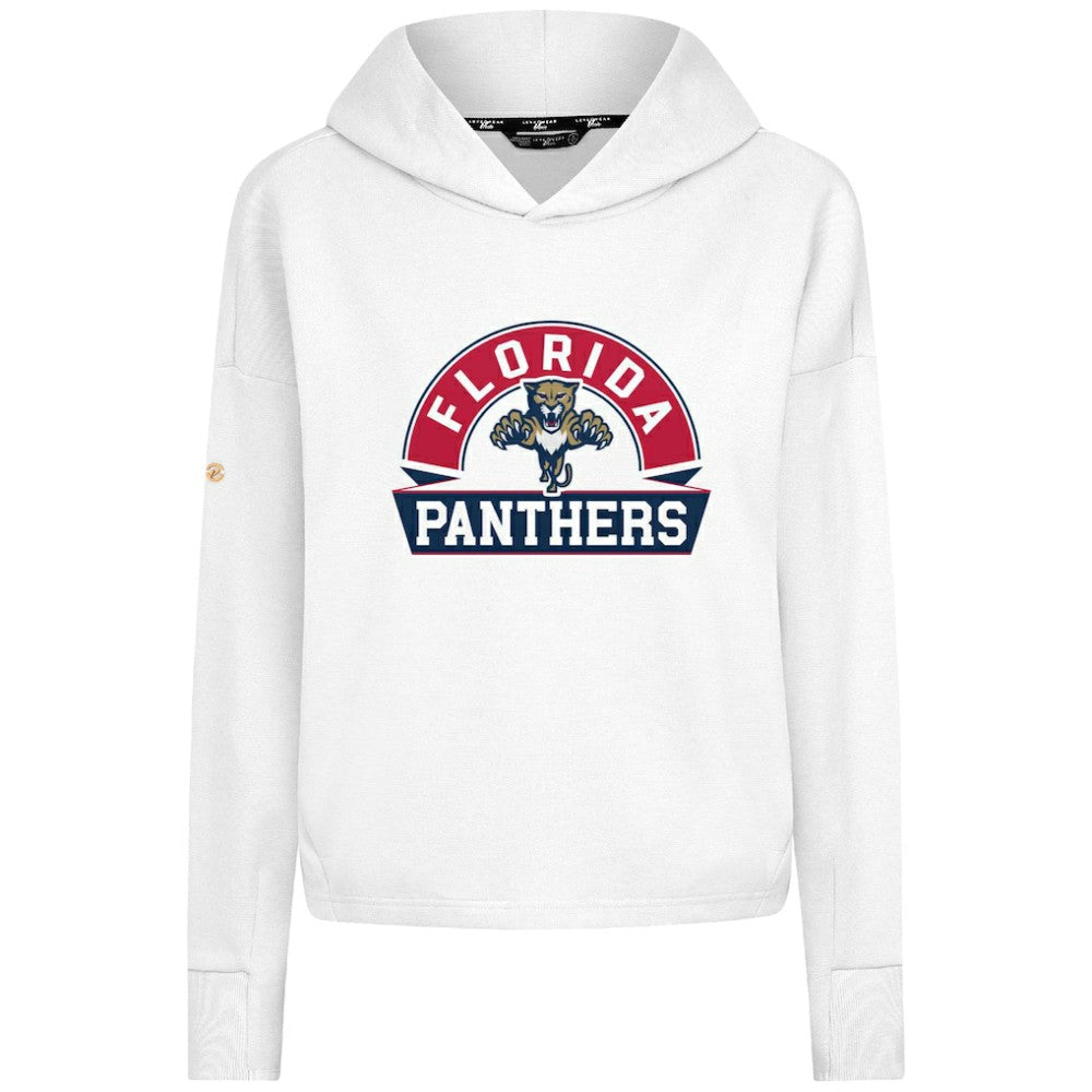 Florida Panthers Levelwear Women's Sweet Banner Arch Tri-Blend Cropped Pullover Hoodie White