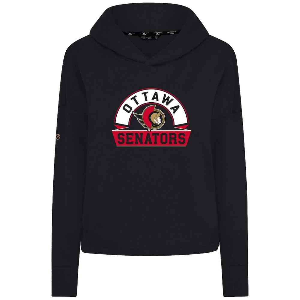 Ottawa Senators Levelwear Women's Sweet Banner Arch Tri-Blend Cropped Pullover Hoodie Black