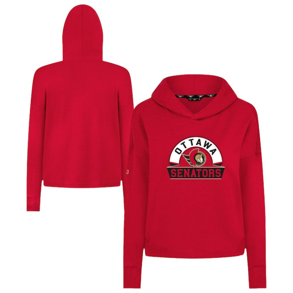 Ottawa Senators Levelwear Women's Sweet Banner Arch Tri-Blend Cropped Pullover Hoodie Red