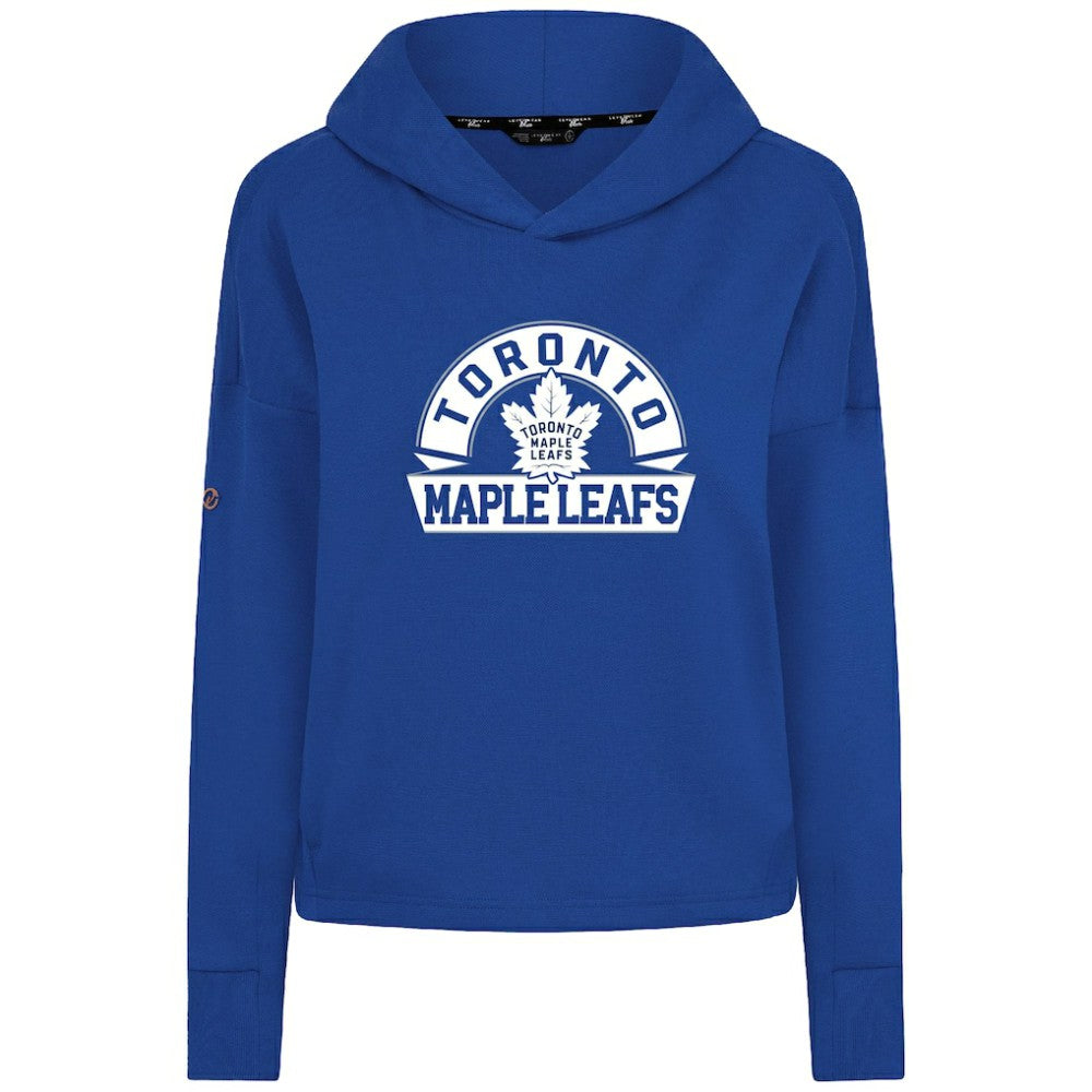 Toronto Maple Leafs Levelwear Women's Sweet Banner Arch Tri-Blend Cropped Pullover Hoodie Royal