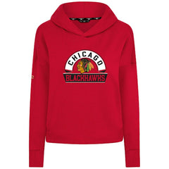 Chicago Blackhawks Levelwear Women's Sweet Banner Arch Tri-Blend Cropped Pullover Hoodie Red