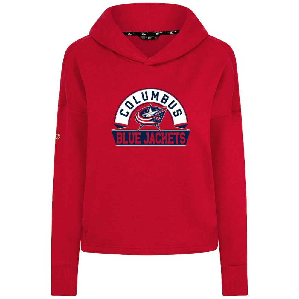Columbus Blue Jackets Levelwear Women's Sweet Banner Arch Tri-Blend Cropped Pullover Hoodie Red