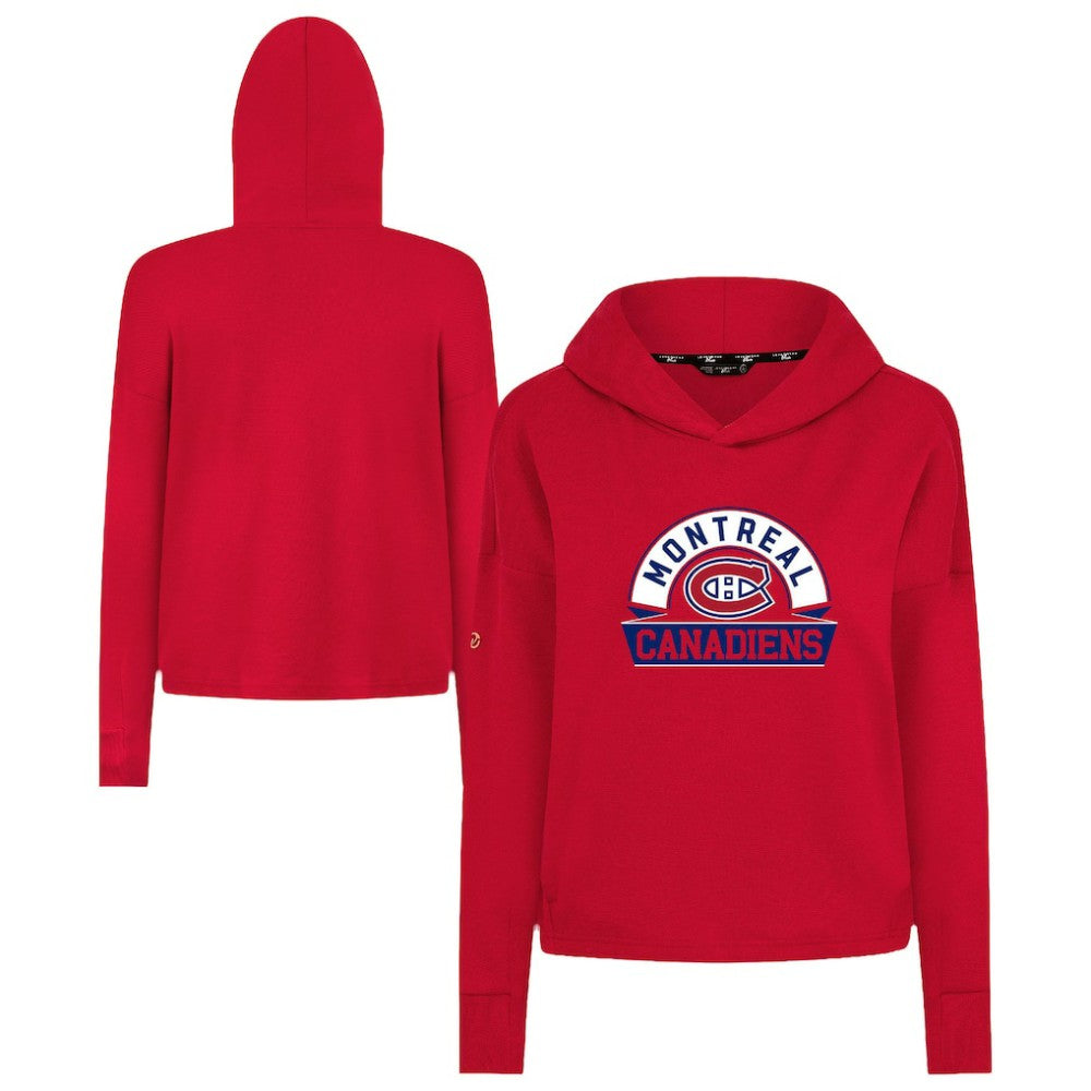 Montreal Canadiens Levelwear Women's Sweet Banner Arch Tri-Blend Cropped Pullover Hoodie Red