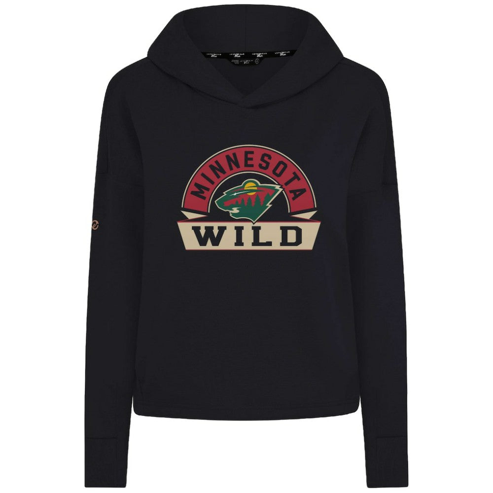 Minnesota Wild Levelwear Women's Sweet Banner Arch Tri-Blend Cropped Pullover Hoodie Black