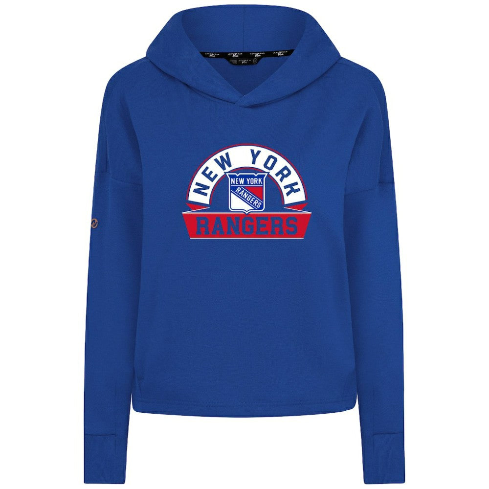 New York Rangers Levelwear Women's Sweet Banner Arch Tri-Blend Cropped Pullover Hoodie Royal