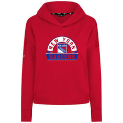 New York Rangers Levelwear Women's Sweet Banner Arch Tri-Blend Cropped Pullover Hoodie Red