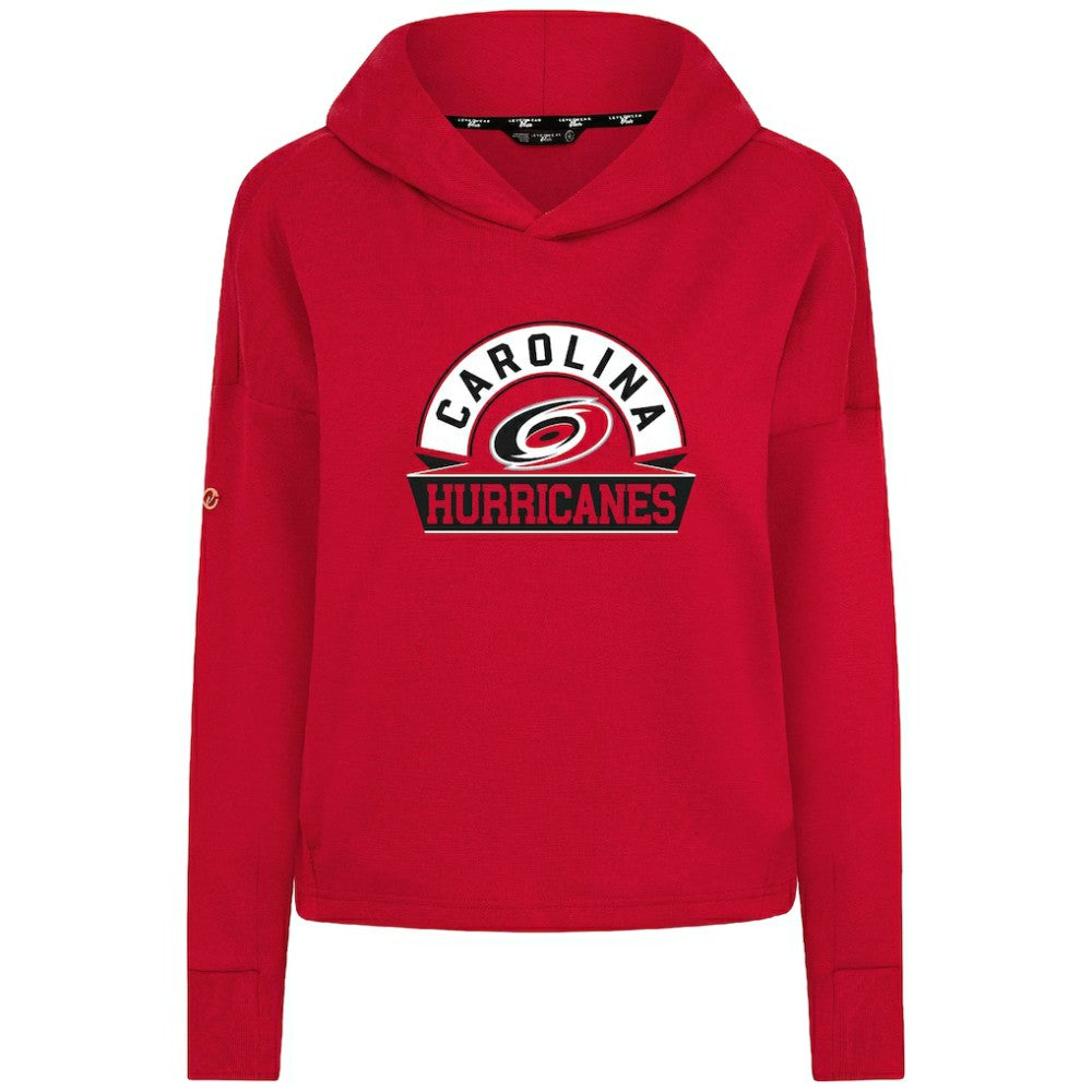Carolina Hurricanes Levelwear Women's Sweet Banner Arch Tri-Blend Cropped Pullover Hoodie Red