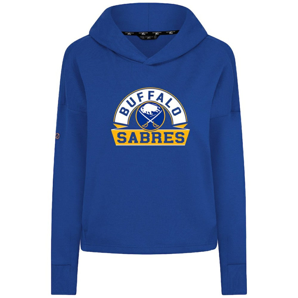 Buffalo Sabres Levelwear Women's Sweet Banner Arch Tri-Blend Cropped Pullover Hoodie Royal
