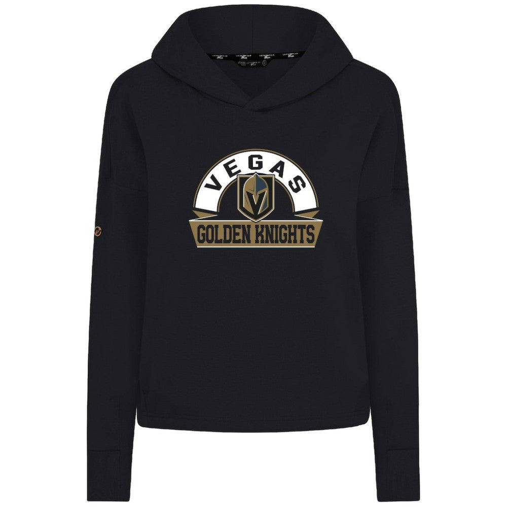 Vegas Golden Knights Levelwear Women's Sweet Banner Arch Tri-Blend Cropped Pullover Hoodie Black
