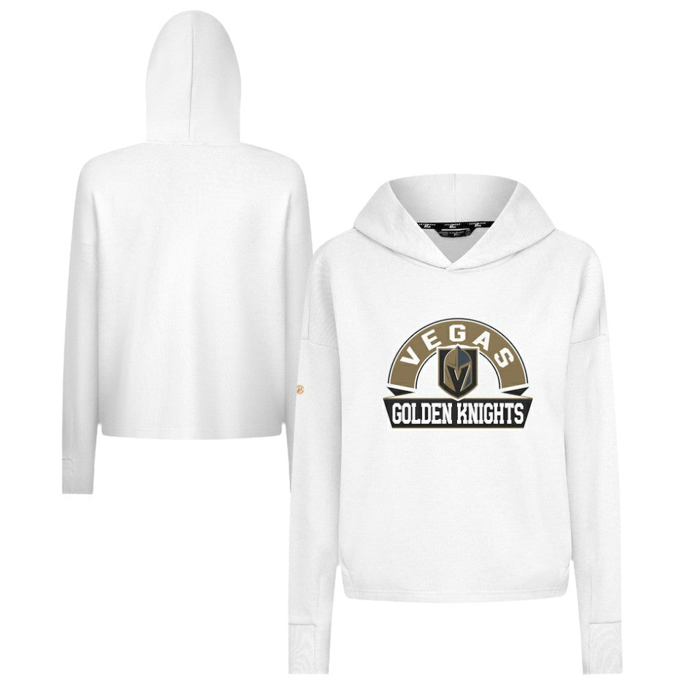 Vegas Golden Knights Levelwear Women's Sweet Banner Arch Tri-Blend Cropped Pullover Hoodie White