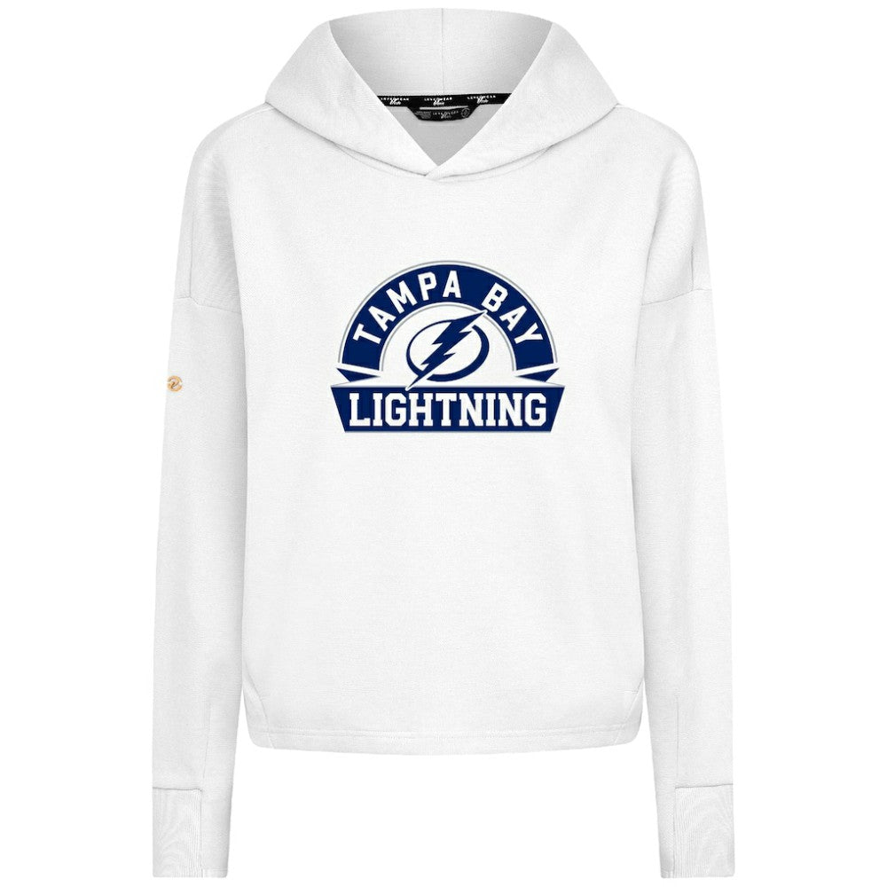 Tampa Bay Lightning Levelwear Women's Sweet Banner Arch Tri-Blend Cropped Pullover Hoodie White