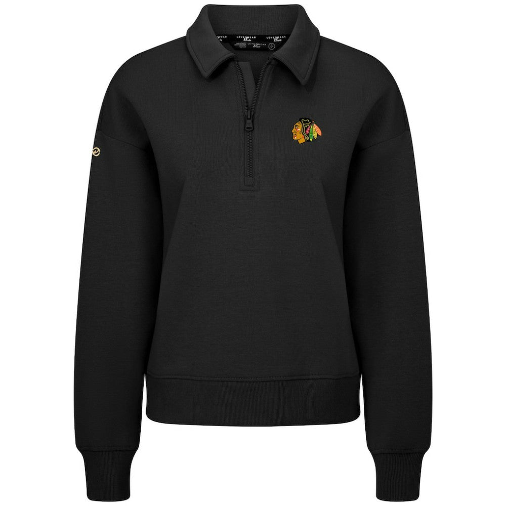Chicago Blackhawks Levelwear Women's Canmore Quarter-Zip Pullover Black