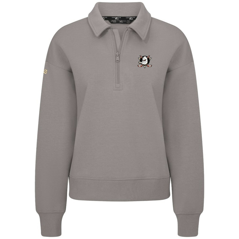 Anaheim Ducks Levelwear Women's Canmore Quarter-Zip Pullover Gray