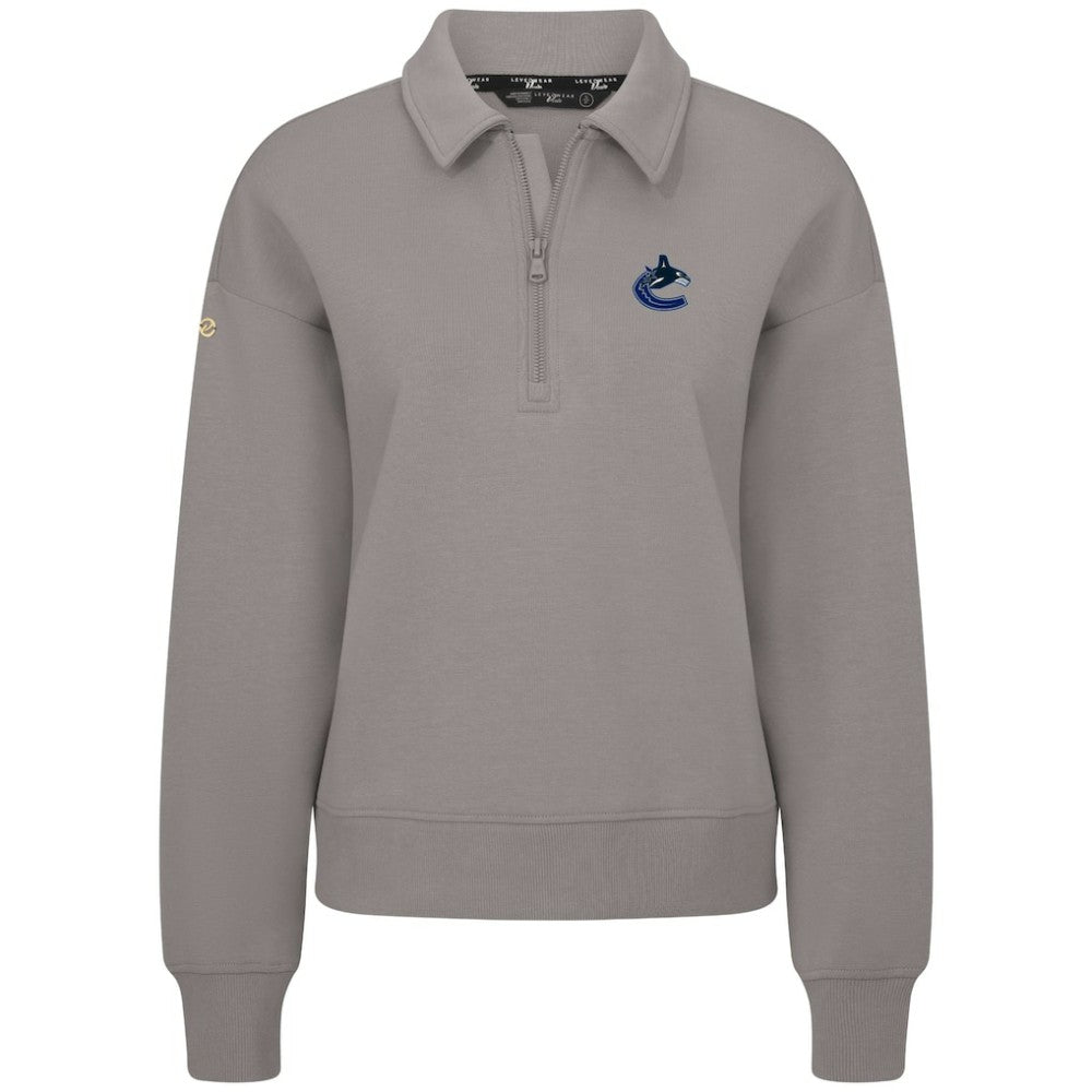 Vancouver Canucks Levelwear Women's Canmore Quarter-Zip Pullover Gray
