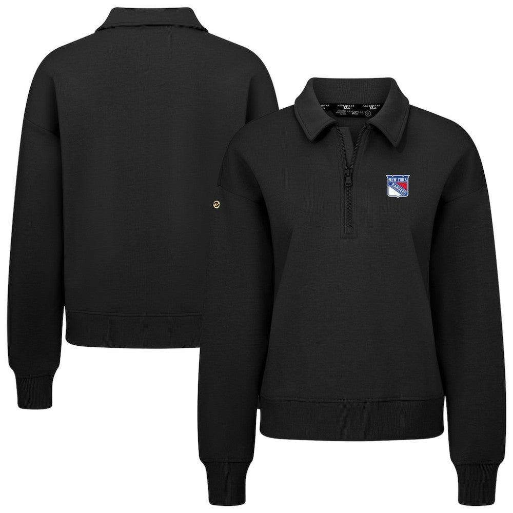 New York Rangers Levelwear Women's Canmore Quarter-Zip Pullover Black