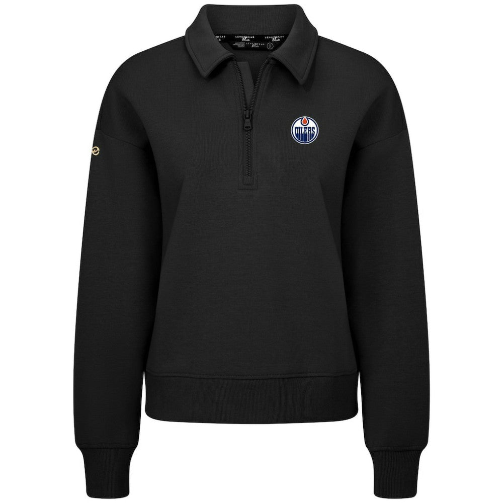 Edmonton Oilers Levelwear Women's Canmore Quarter-Zip Pullover Black