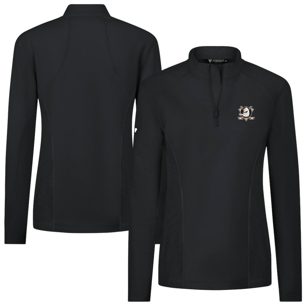 Anaheim Ducks Levelwear Women's Upright Quarter-Zip Pullover Black