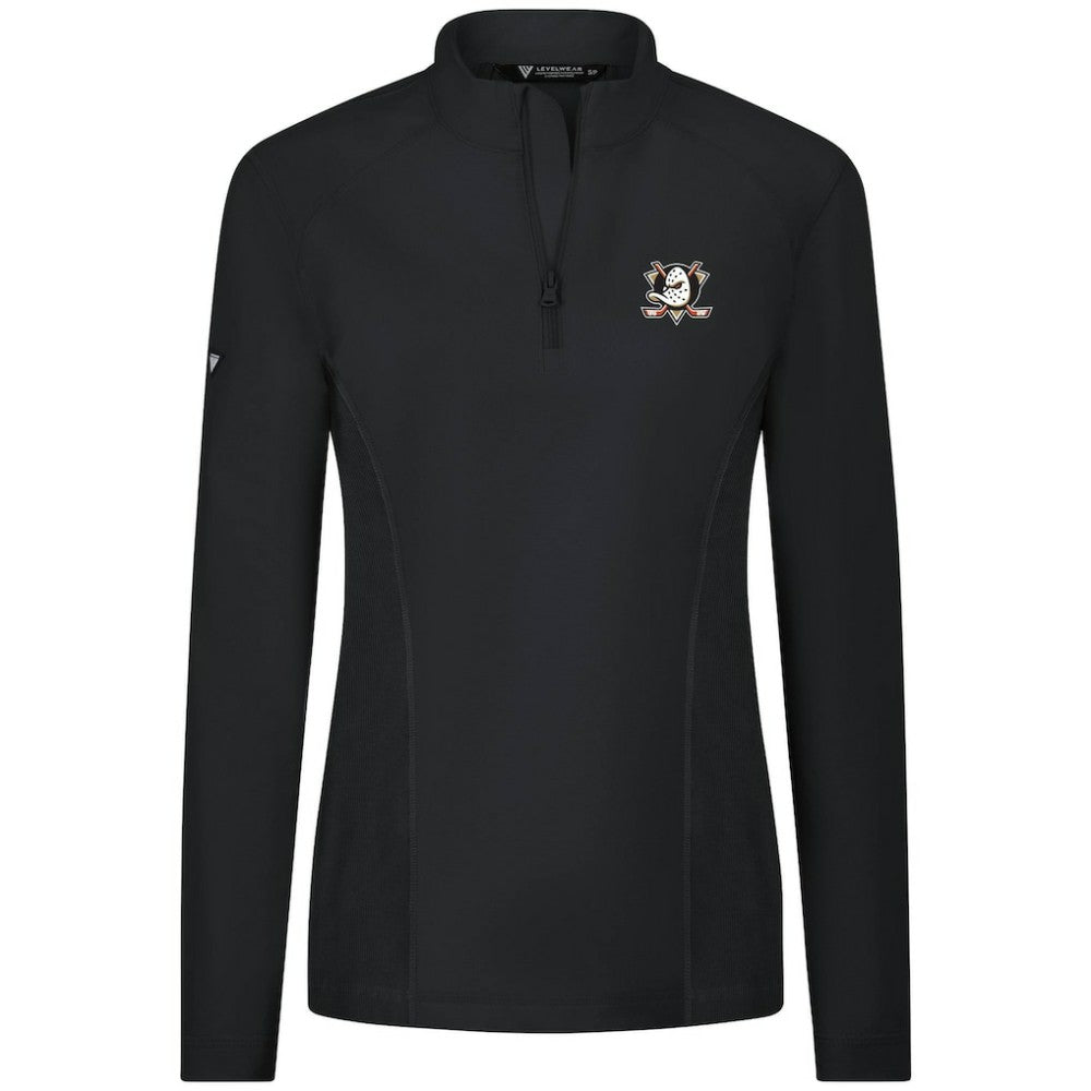 Anaheim Ducks Levelwear Women's Upright Quarter-Zip Pullover Black