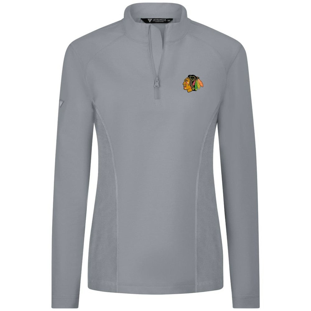 Chicago Blackhawks Levelwear Women's Upright Quarter-Zip Pullover Gray