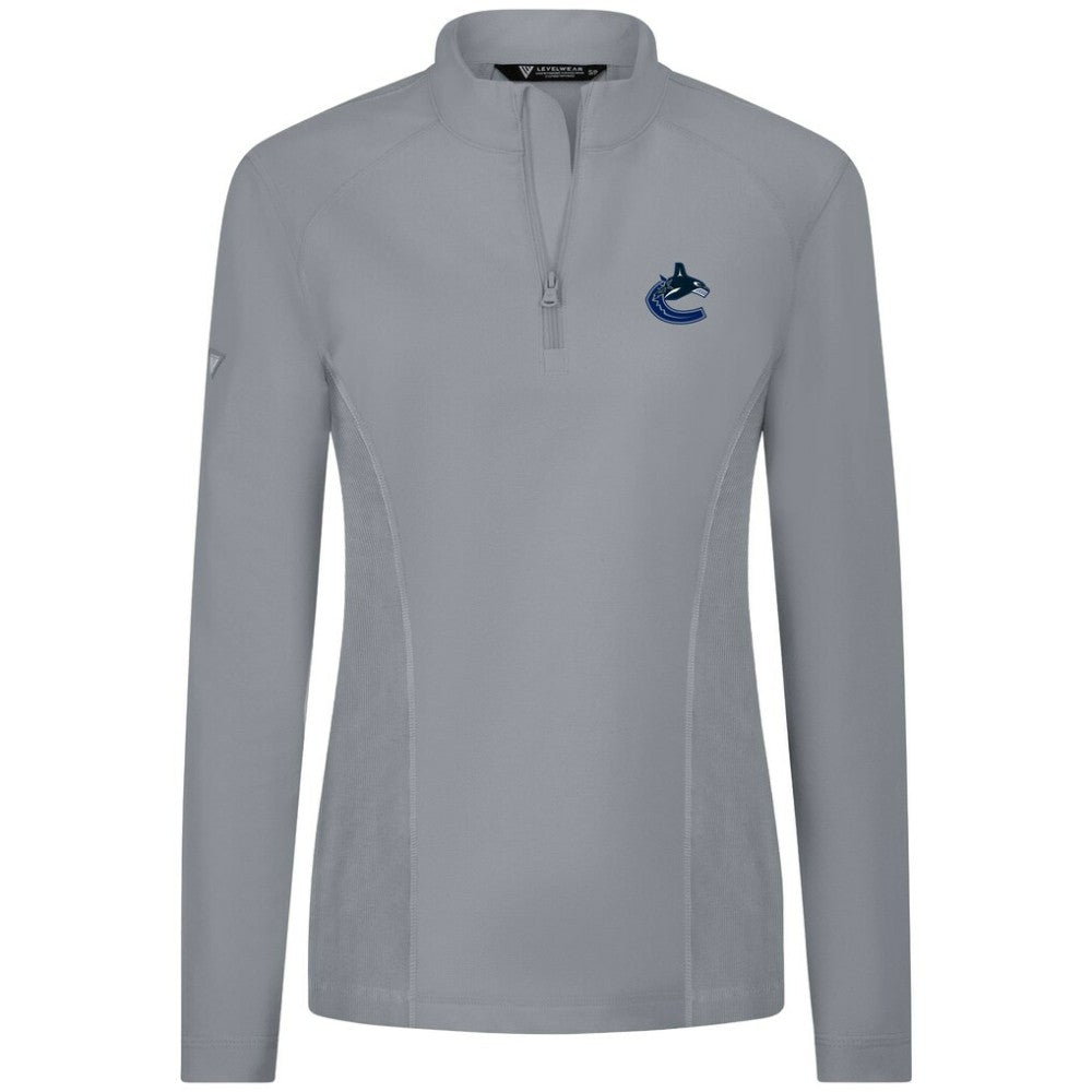 Vancouver Canucks Levelwear Women's Upright Quarter-Zip Pullover Gray