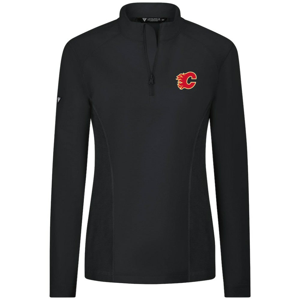 Calgary Flames Levelwear Women's Upright Quarter-Zip Pullover Black