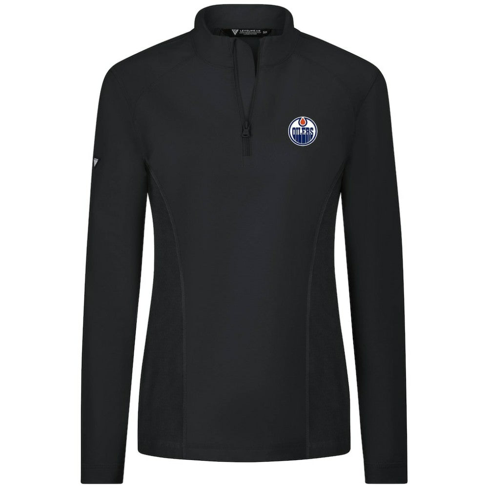 Edmonton Oilers Levelwear Women's Upright Quarter-Zip Pullover Black