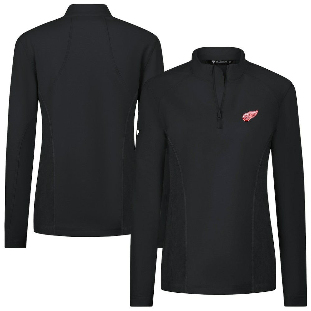 Detroit Red Wings Levelwear Women's Upright Quarter-Zip Pullover Black